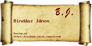Bindász János névjegykártya